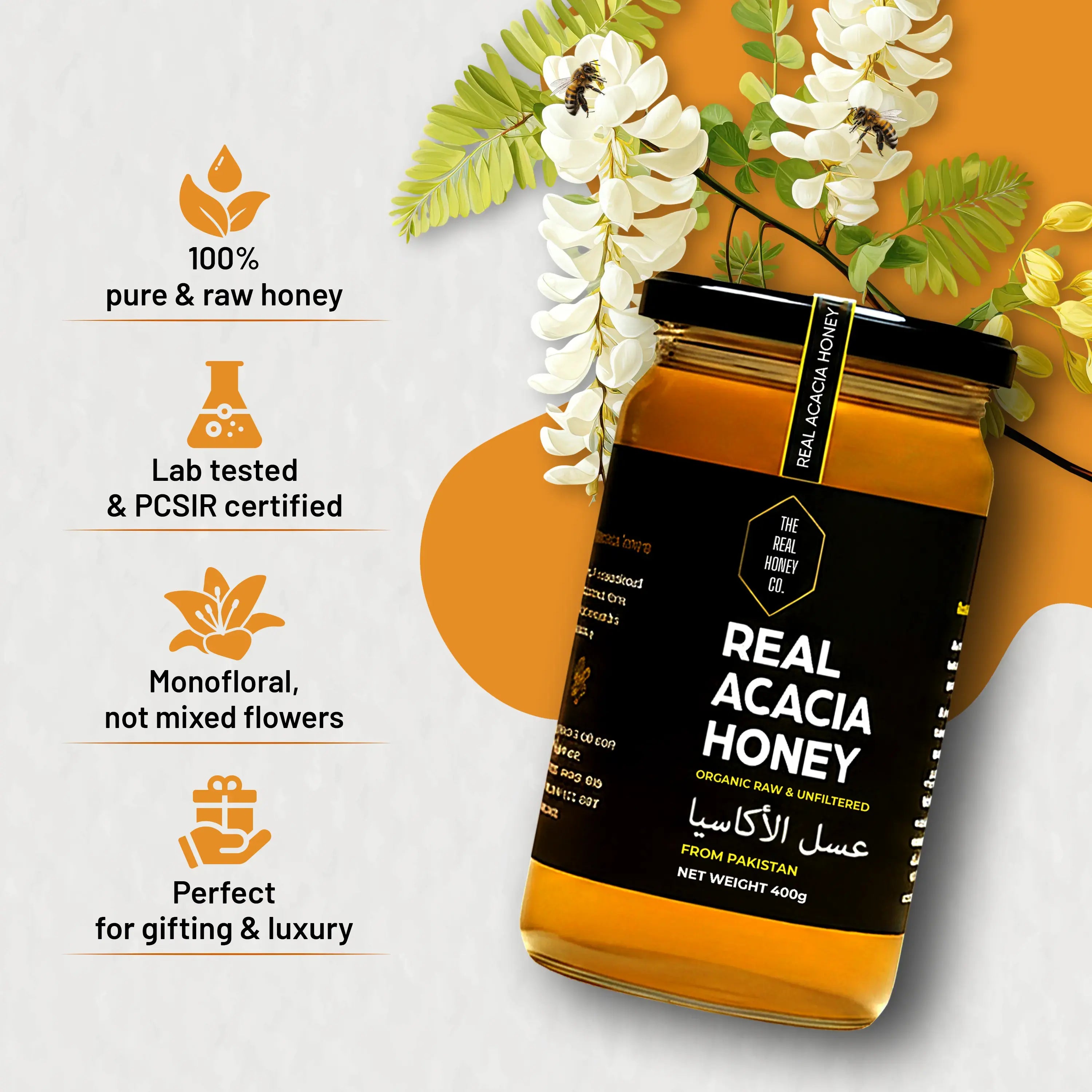 Pure Acacia Honey - The Real Honey Co (Raw & Lab Tested)